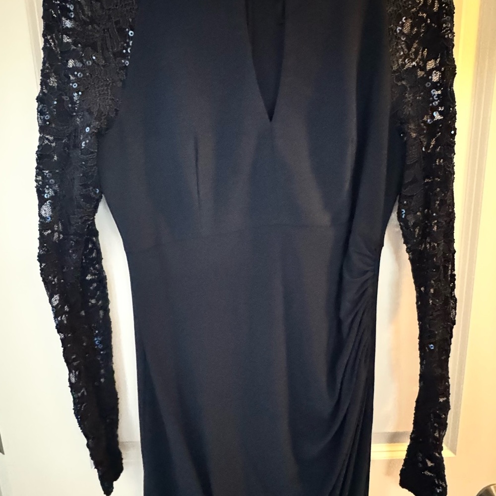 Elegant Black Sequin Sleeve Dress